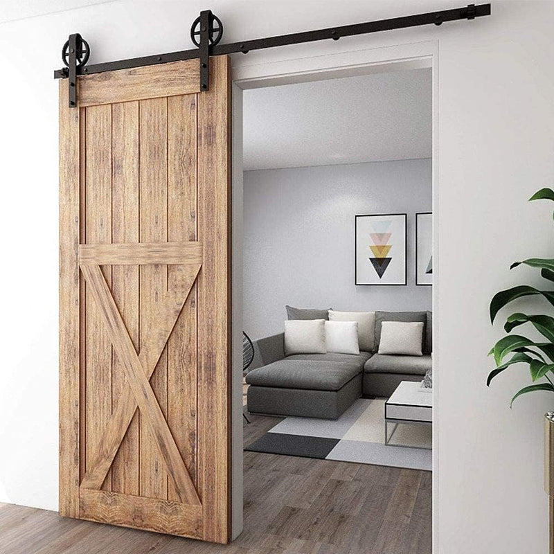 CCJH 200CM (6.6FT) Schiebetürbeschlag Set Schiebetürsystem Laufschiene für Schiebetür Hängeschiene f