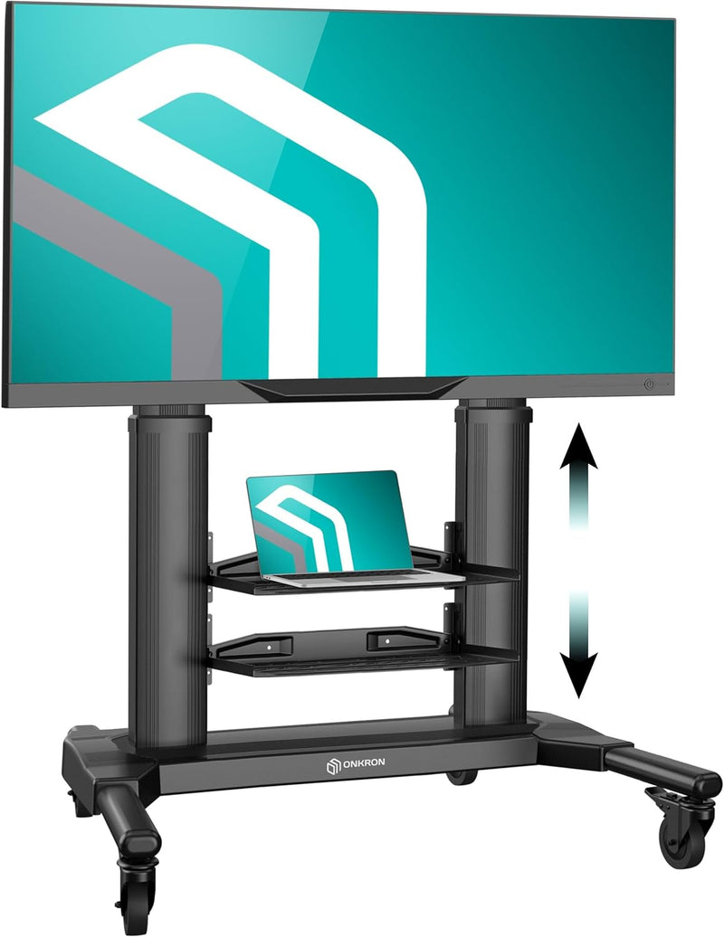 ONKRON TV Standfuss Fernseher aus Aluminium - TV Ständer rollbar & höhenverstellbar 40-80 Zoll LED P