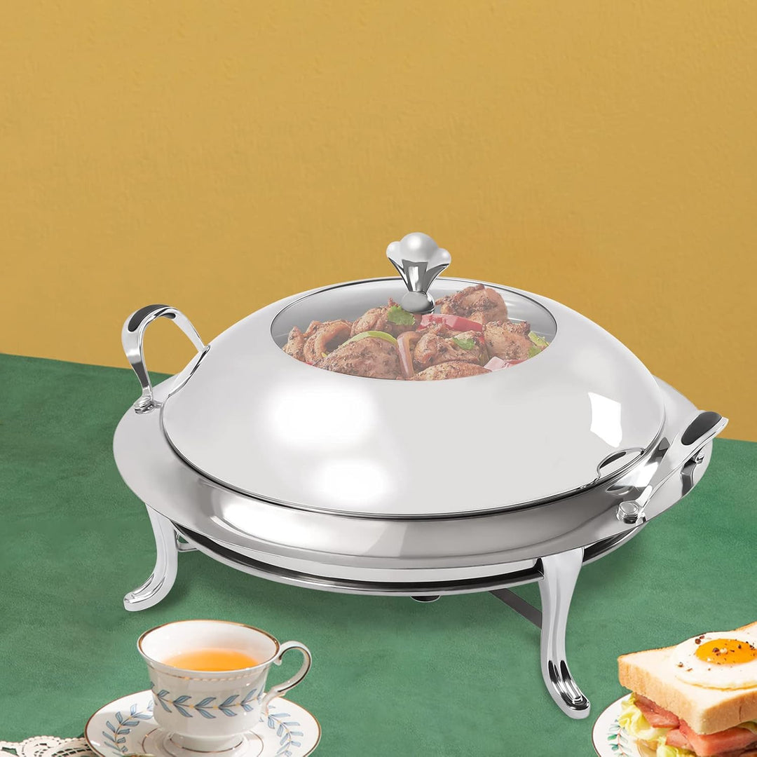 Professionelle Chafing Dish Edelstahl Speisenwärmer rund Catering Buffets Besteck Profi Behälter Ede