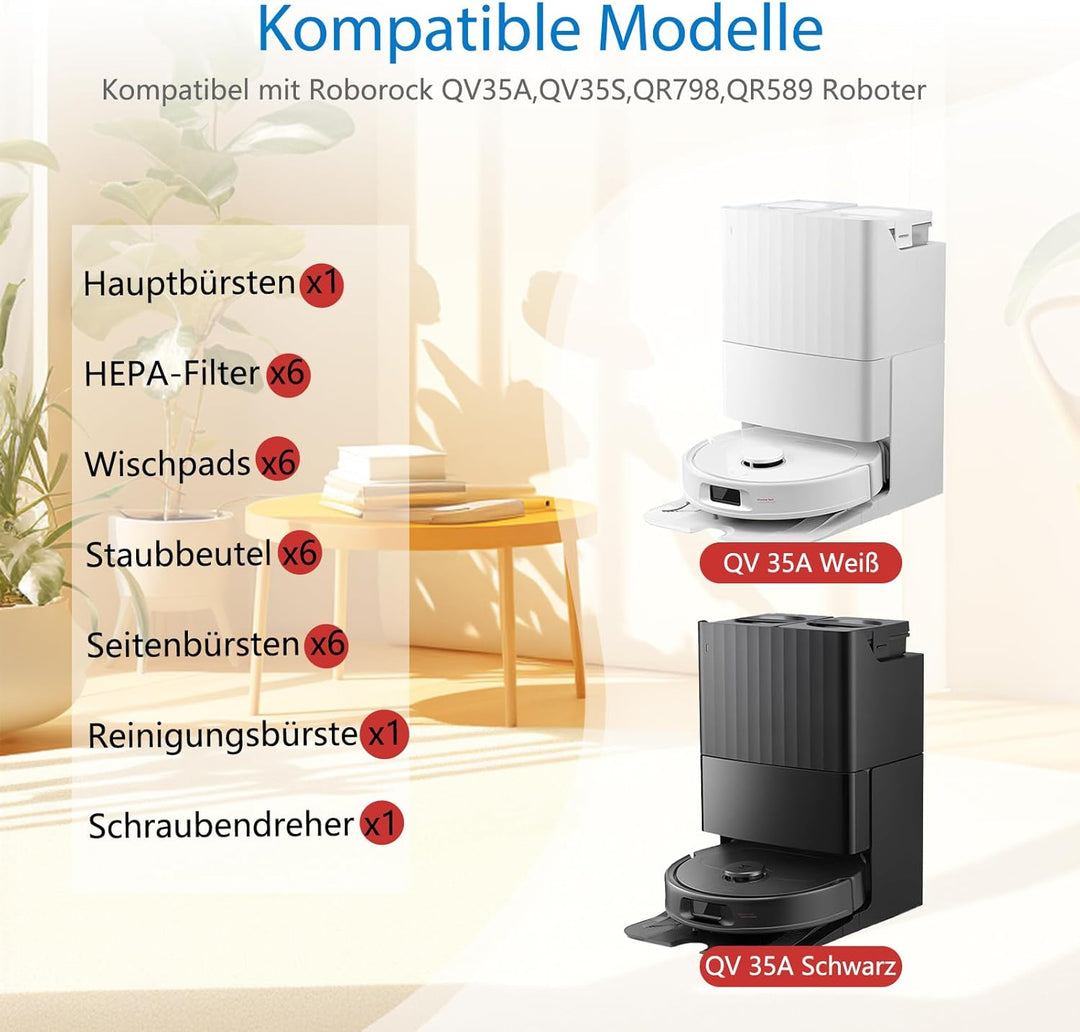 QV 35A Zubehör Set für Roborock QV 35A / QV 35S / QR 598 / QR 798 Roboterstaubsauger Ersatzteile, 1