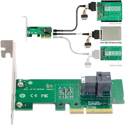 Xiwai PCI-E 3.0 4.0 auf SFF-8643 Kartenadapter und U.2 U2 SFF-8639 NVME PCIe SSD Kabel für Mainboard