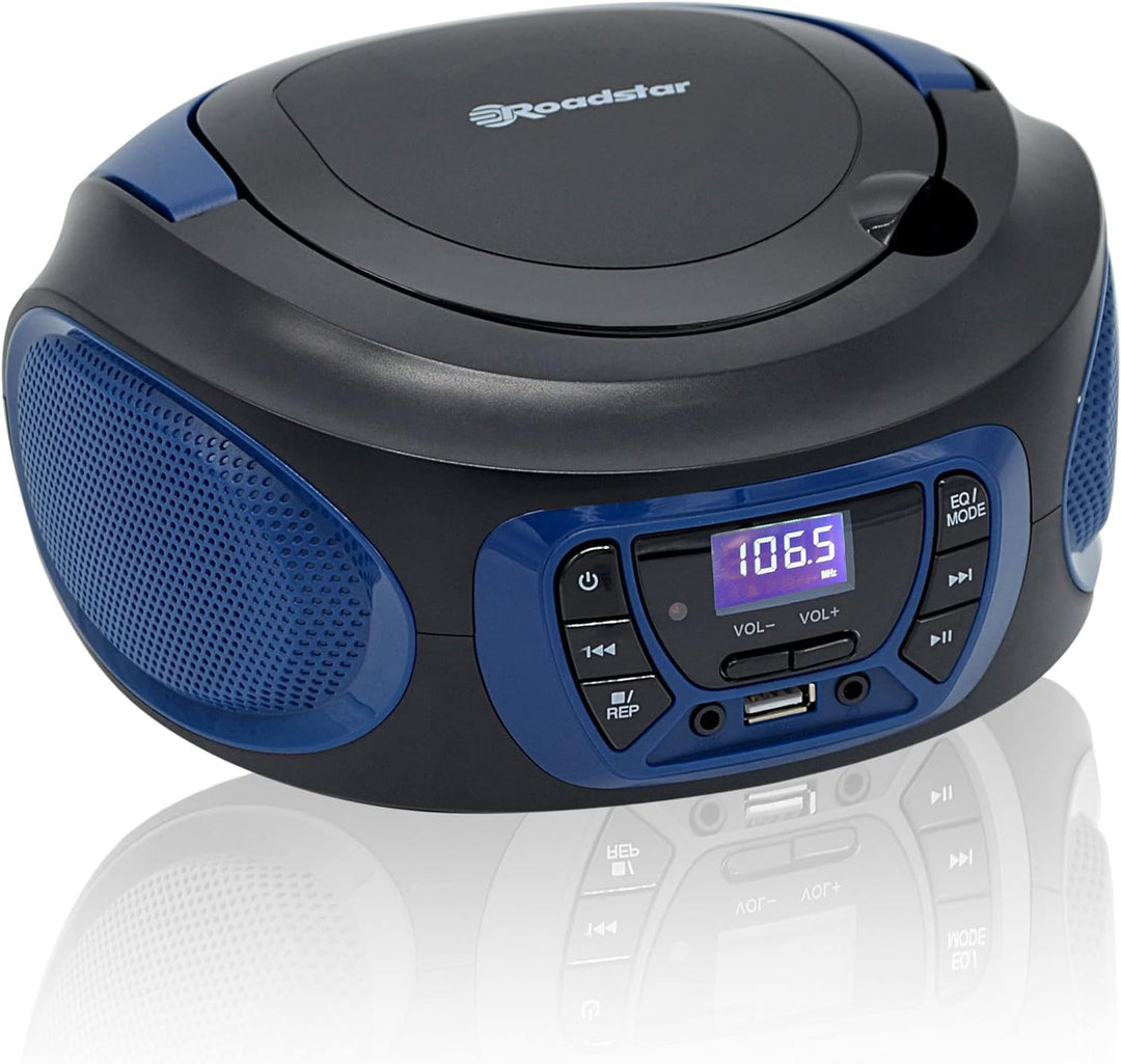 Roadstar CDR-365U/BL Tragbarer Radio-CD-Spieler Digital FM PLL, Boombox-CD-Spieler, CD-R, CD-RW, CD-