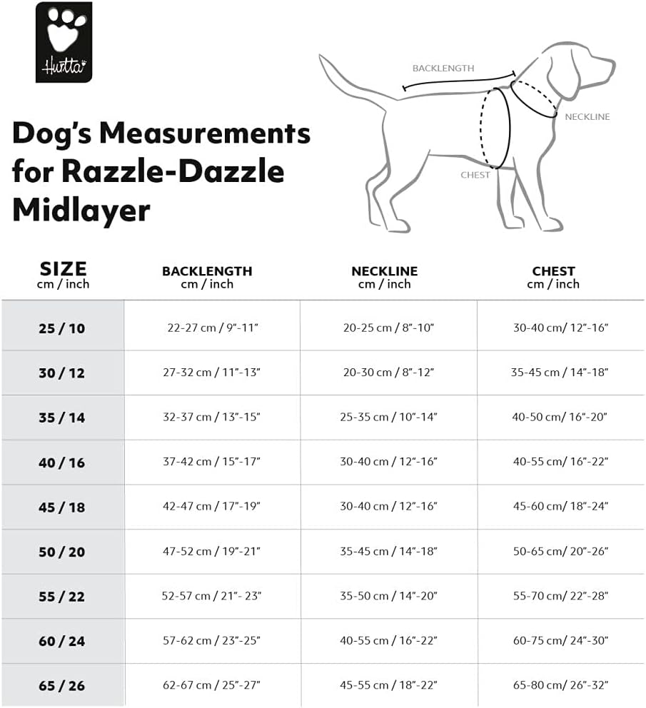 Hurtta Razzle-Dazzle Midlayer Jacke für Hunde, verstellbar, wendbar, Pull On, unter Regenmänteln und