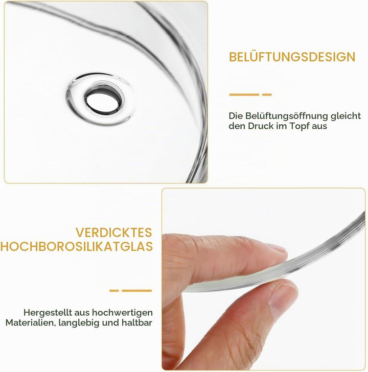 Operitacx Glas Kochtopf mit Deckel, 1350 ml, Hitzebeständiger Glas Topf und Pfanne mit Deckel, Glas