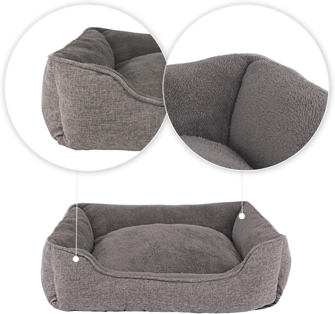 lionto Hundebett meliert Hundekissen Hundekörbchen Bezug abnehmbar, (S) 75x60 cm grau L 75 x B 60 x