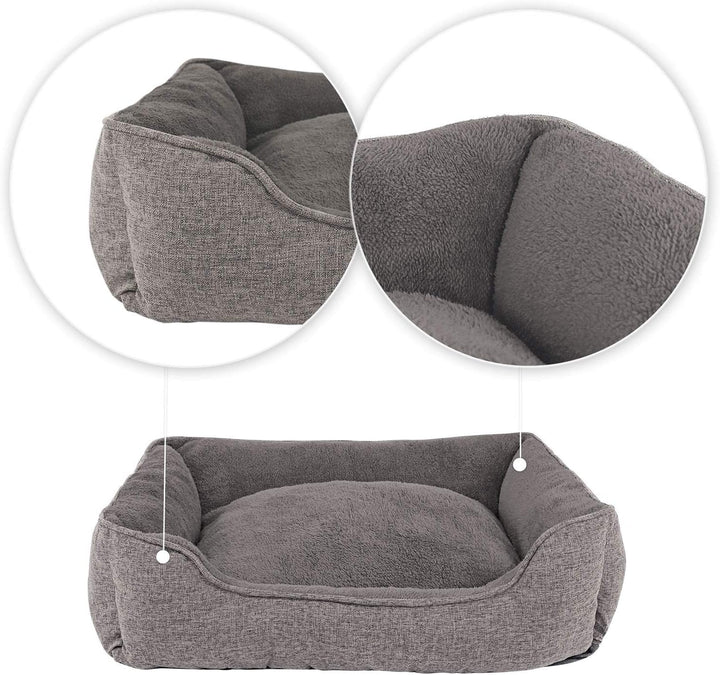 lionto Hundebett meliert Hundekissen Hundekörbchen Bezug abnehmbar, (S) 75x60 cm grau L 75 x B 60 x