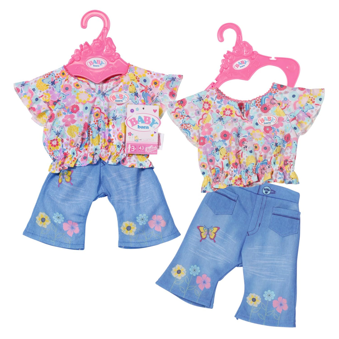 Zapf Creation 832677 BABY born Trend Jeans 43cm - Puppenkleidung Set bestehend aus blauer Jeans, Blü