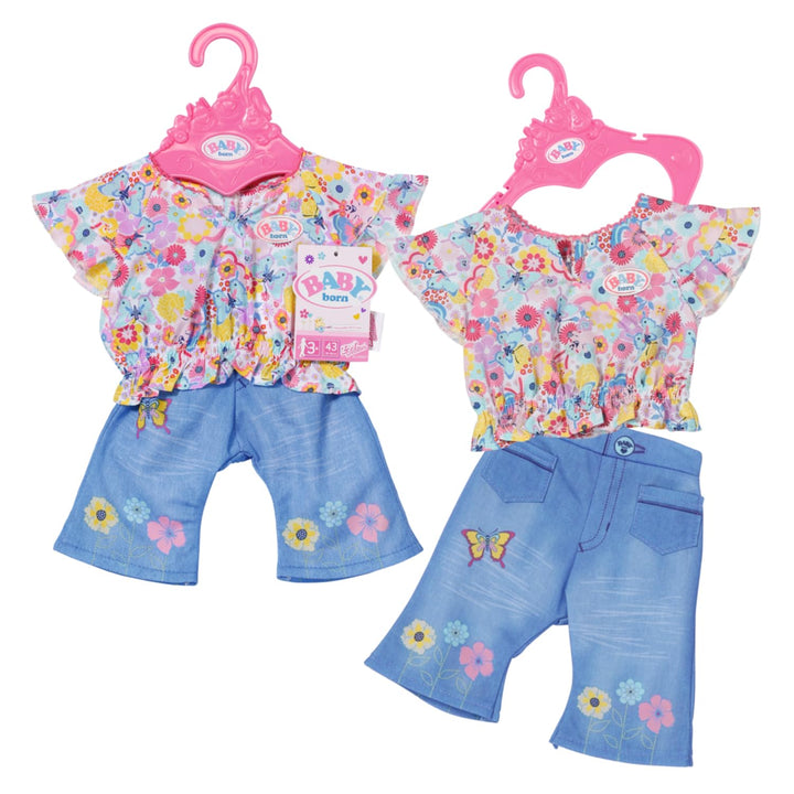 Zapf Creation 832677 BABY born Trend Jeans 43cm - Puppenkleidung Set bestehend aus blauer Jeans, Blü