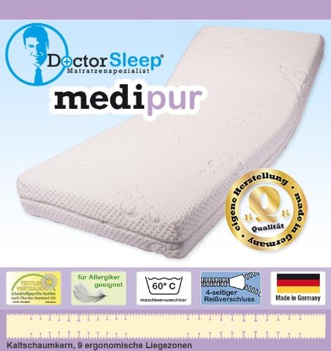 Doctorsleep Medipur 9-Zonen-Kaltschaum-Kern-Matratze 18 cm mit Bezug - Medipur E.C. Grösse: 120x200