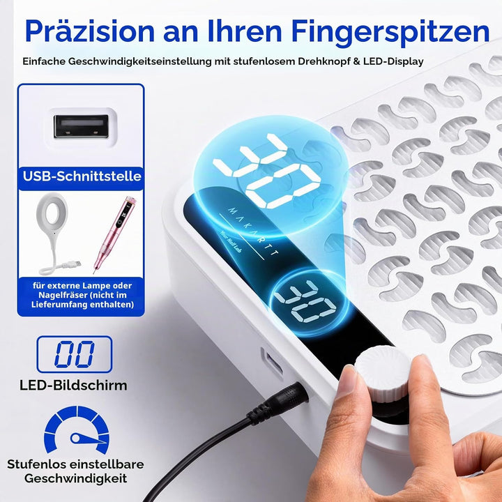 Makartt Nagelstaubsauger - staubabsaugung für nägel Professional Powerful Suction Larina Vacuum Fan
