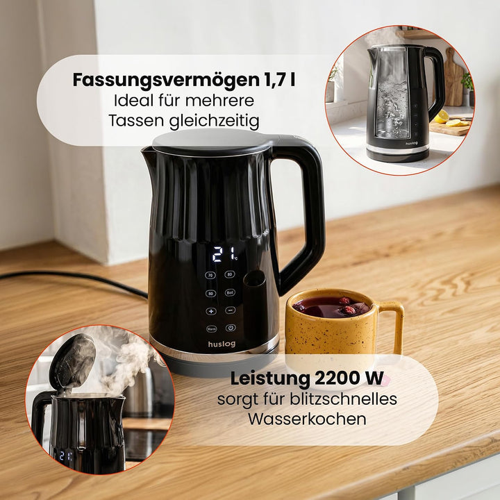 Elektrischer Wasserkocher mit Temperaturanzeige 1,7L 2200W Warmhaltefunktion 4 Temperaturprogramme T