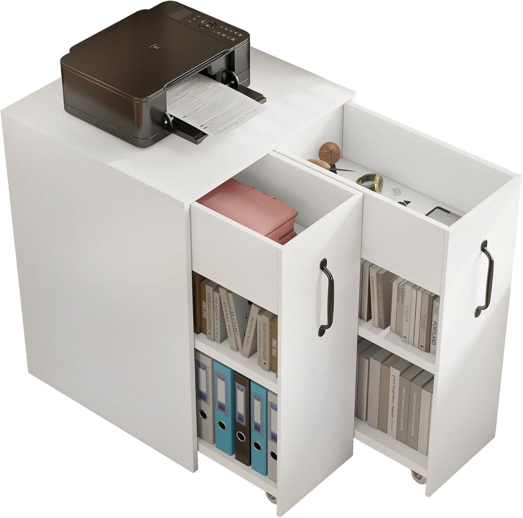 Aktenschrank auf Rollen 52x50x75 cm – Büro Rollcontainer mit Fächern & Schublade, aus Holz, flexibel