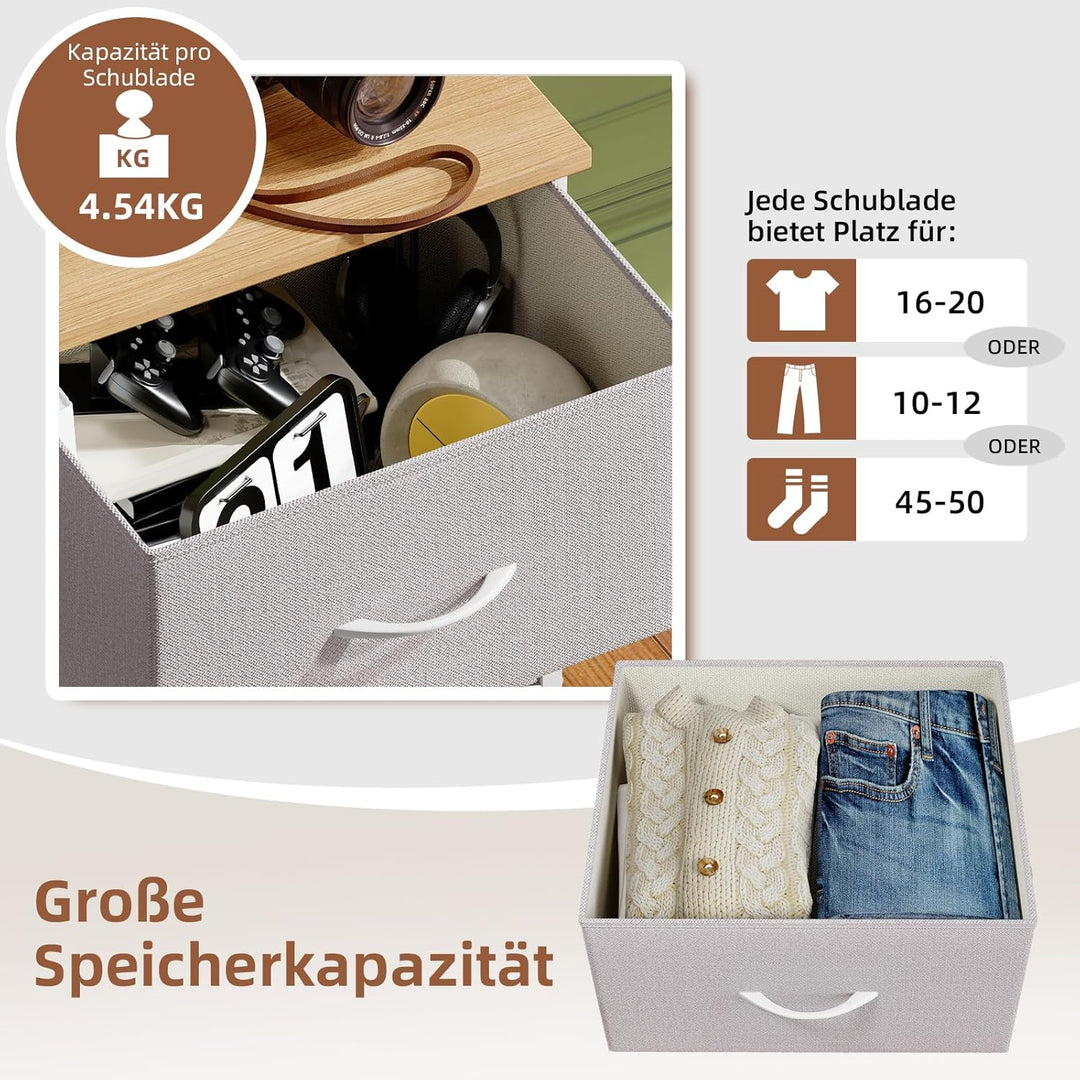 Somdot Kommode mit Schubladen aus Stoff für Schlafzimmer, Kommode Wohnzimmer Flur, Komodenschrank Sc