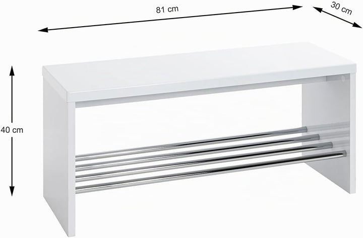 HAKU Möbel 95330 Bank 81 x 30 x 40 cm, weiss / chrom B 81 x T 30 x H 40 cm Weiss-chrom, B 81 x T 30
