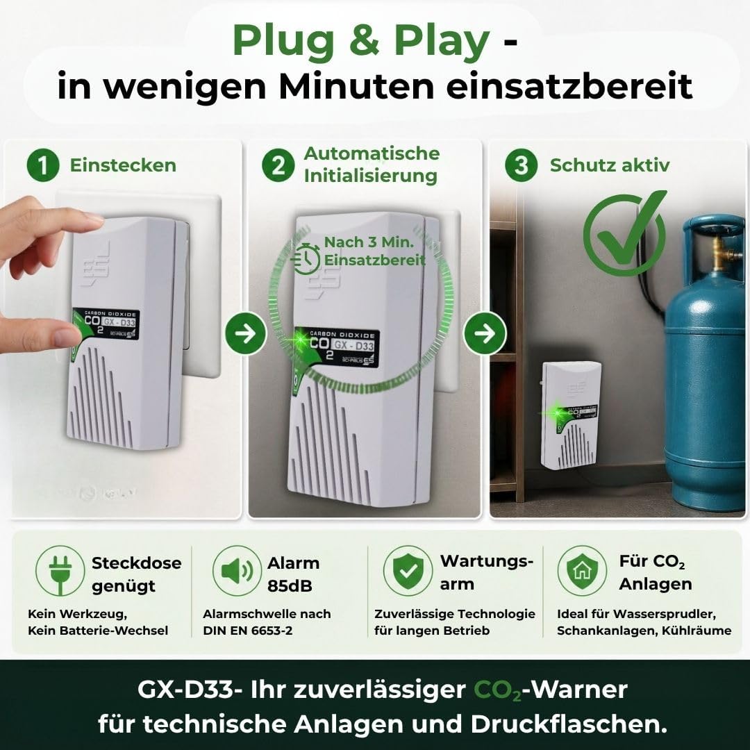 Schabus 300257 Gasmelder netzbetrieben detektiert Kohlendioxid, (B x H x T) 60 x 118 x 44 mm
