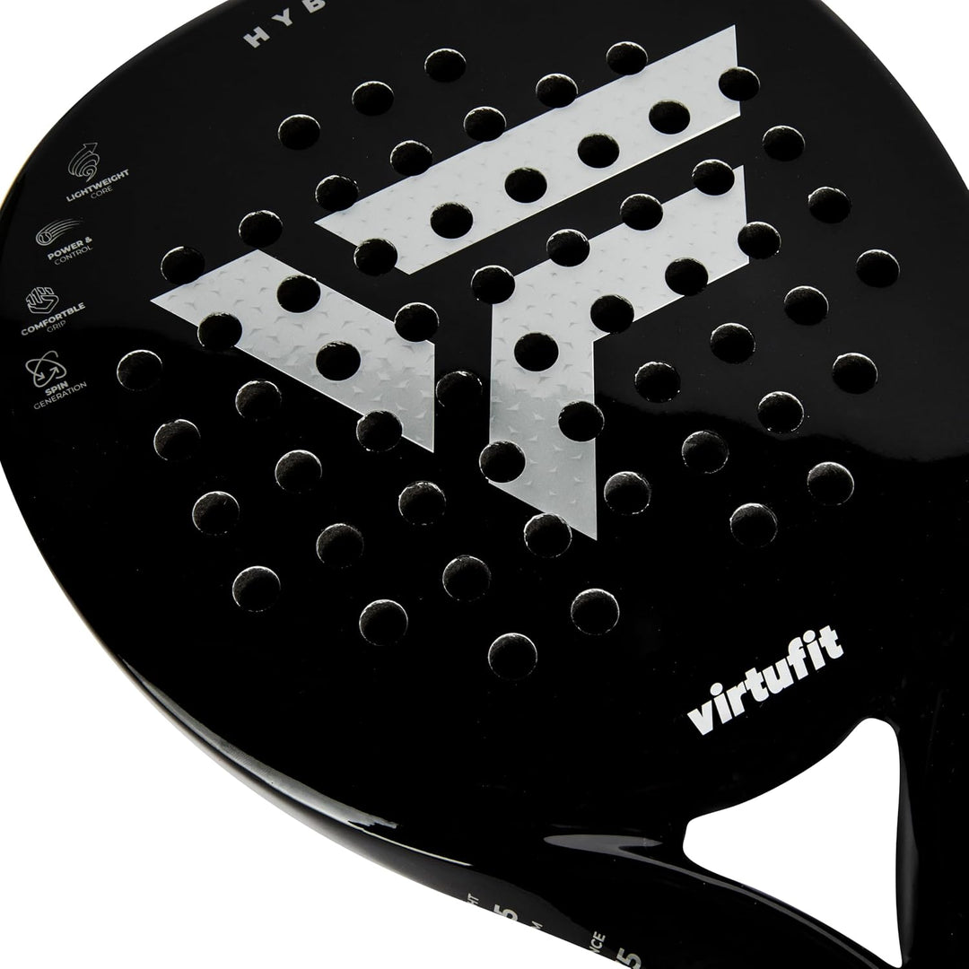 VirtuFit Hybrid Padelschläger Schwarz – Silber, Schwarz – Silber