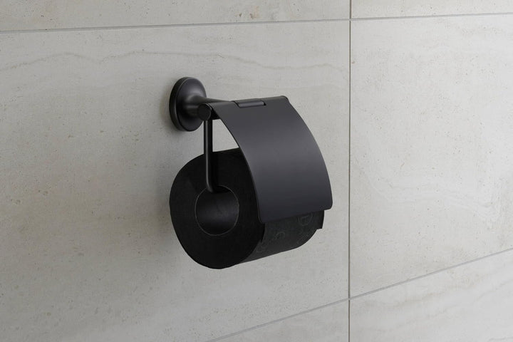 Duravit Papierrollenhalter Starck T, für 1 Rolle, Wandmontage, Schwarz Matt mit Deckel für 1 Rolle S
