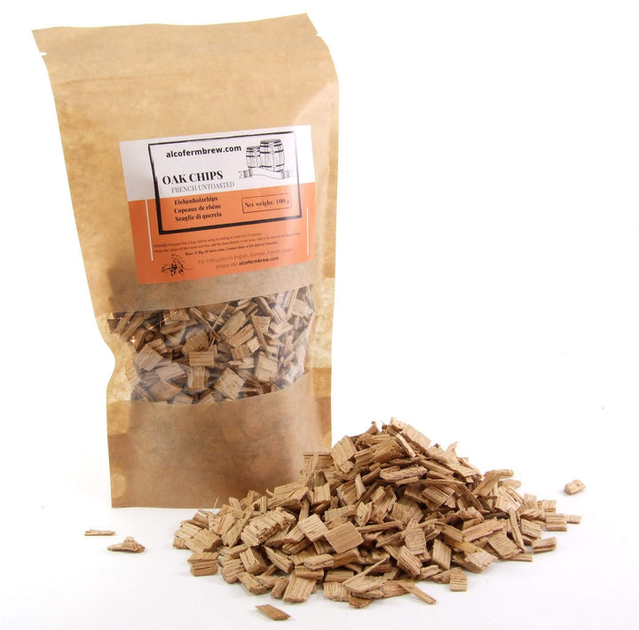AlcoFermBrew Französische Eichenholzchips Ungeröstet 100g – Naturbelassene Holzspäne zur Farb- & Str