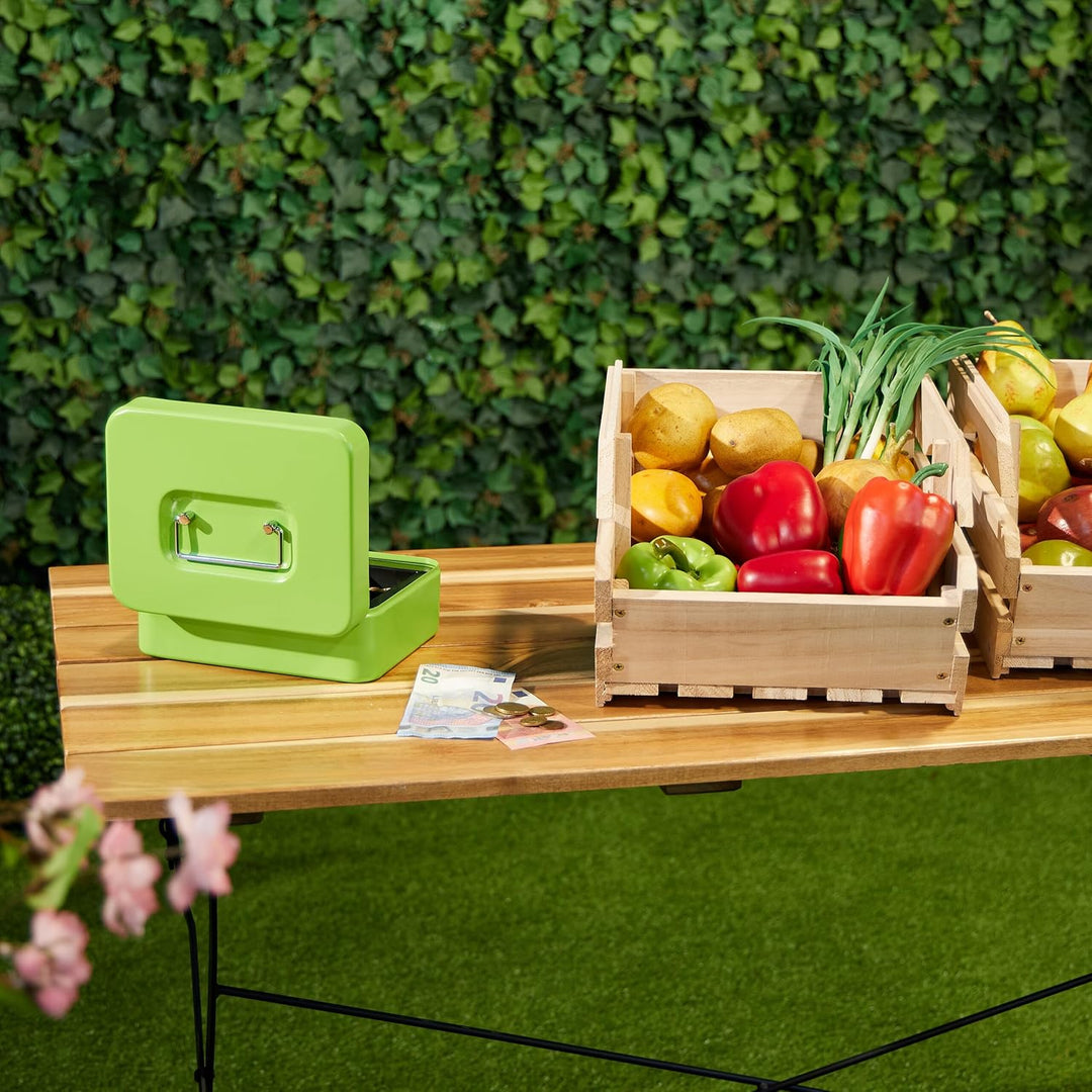 Relaxdays Geldkassette abschliessbar, entnehmbarer Einsatz, 5 Fächer, Geldkasten Eisen, HxBxT: 8,5 x