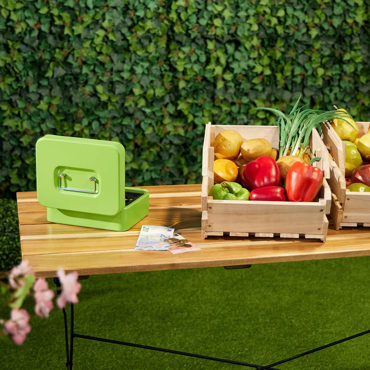 Relaxdays Geldkassette abschliessbar, entnehmbarer Einsatz, 5 Fächer, Geldkasten Eisen, HxBxT: 8,5 x