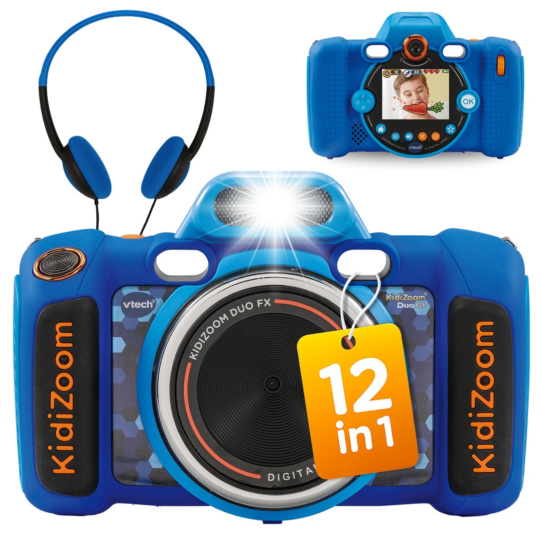 VTech KidiZoom Duo FX in Blau – Robuste Digitalkamera mit kreativen Apps und Spielfunktionen – Für K