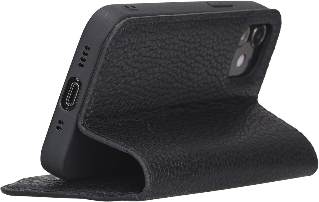 Solo Pelle aufklappbare Lederhülle kompatibel für iPhone 12 Mini in 5.4 Zoll inkl. 1 Kartenfach für