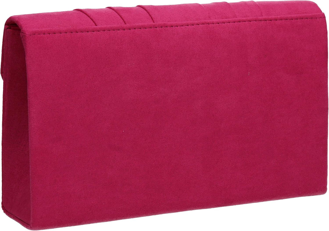 SwankySwans Iggy Suede Velvet Envelope Party Prom Clutch Bag Tasche Rosa (Fuchsia), Rosa (Fuchsia)