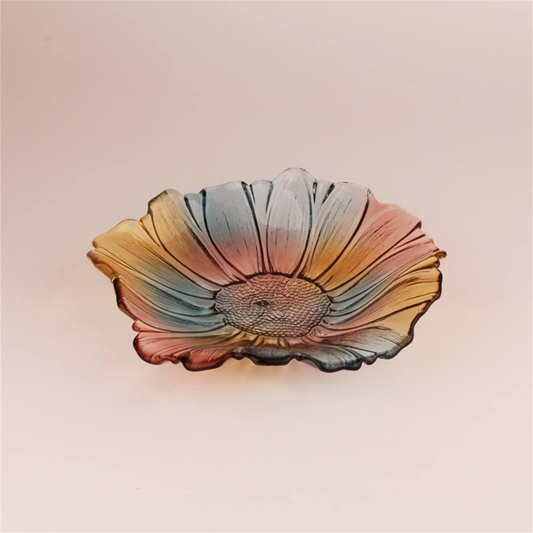 Amslan Large Glass Fruit Plate Dinner Bowl Salad Plate Colourful Snack Dessert Plate Wedding Candy P