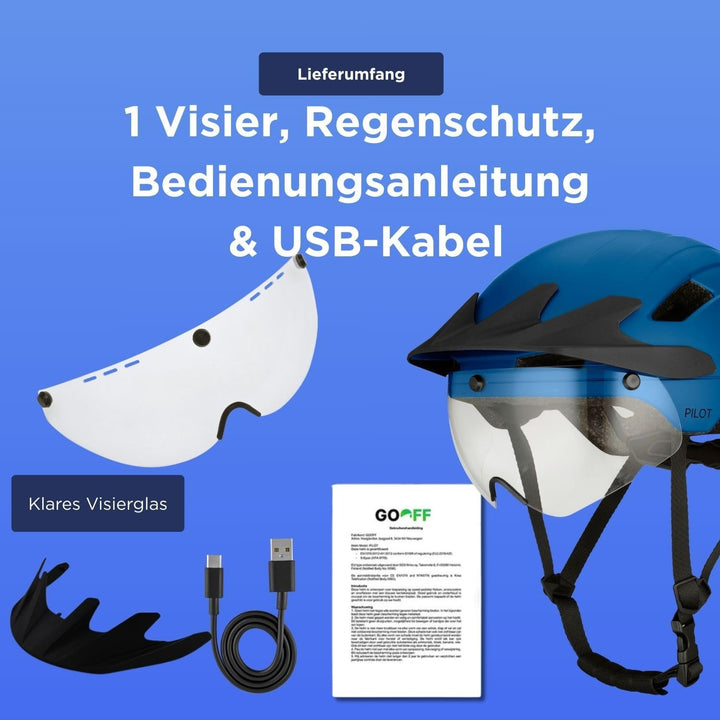 GOOFF Pilot S-Pedelec Helm - Schutz für schnelle E-Bike Fahrten – Fahrradhelm mit Visier und Licht –