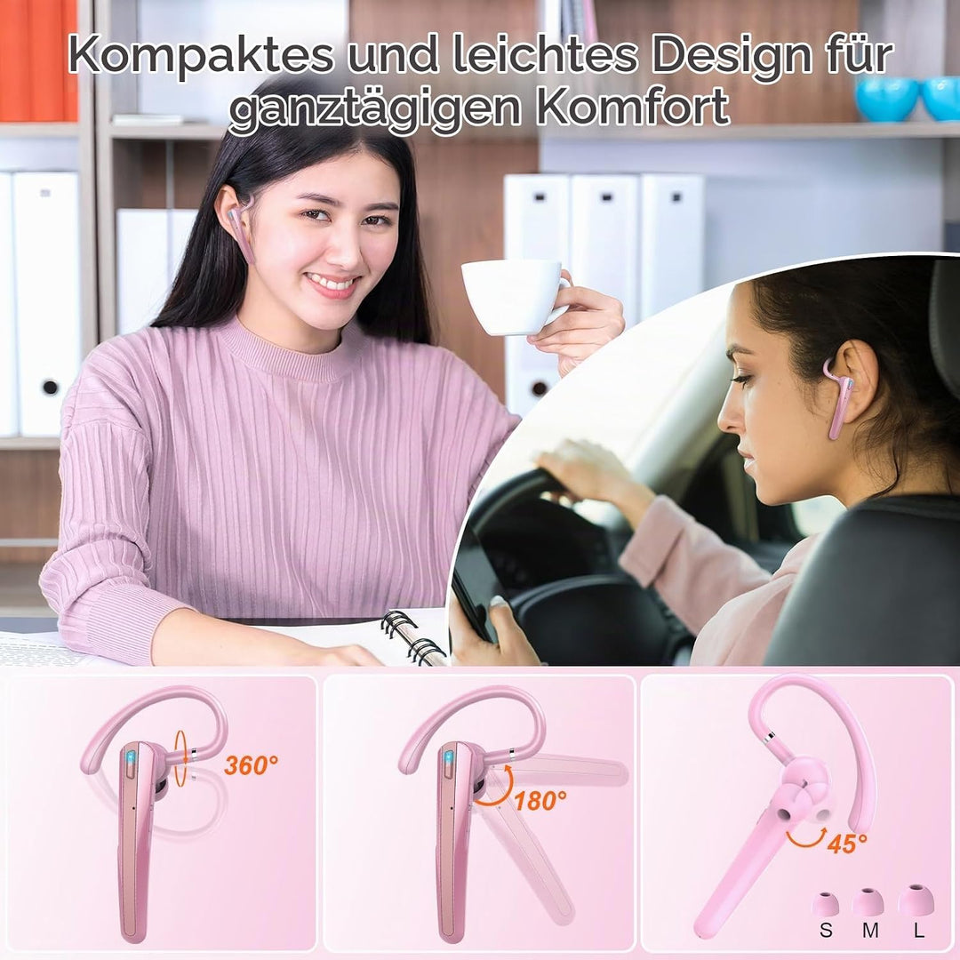 V5.3 Bluetooth Headset, Headset Kabellos Freisprech mit ENC Dual Geräuschunterdrückung Mic, 120 Std