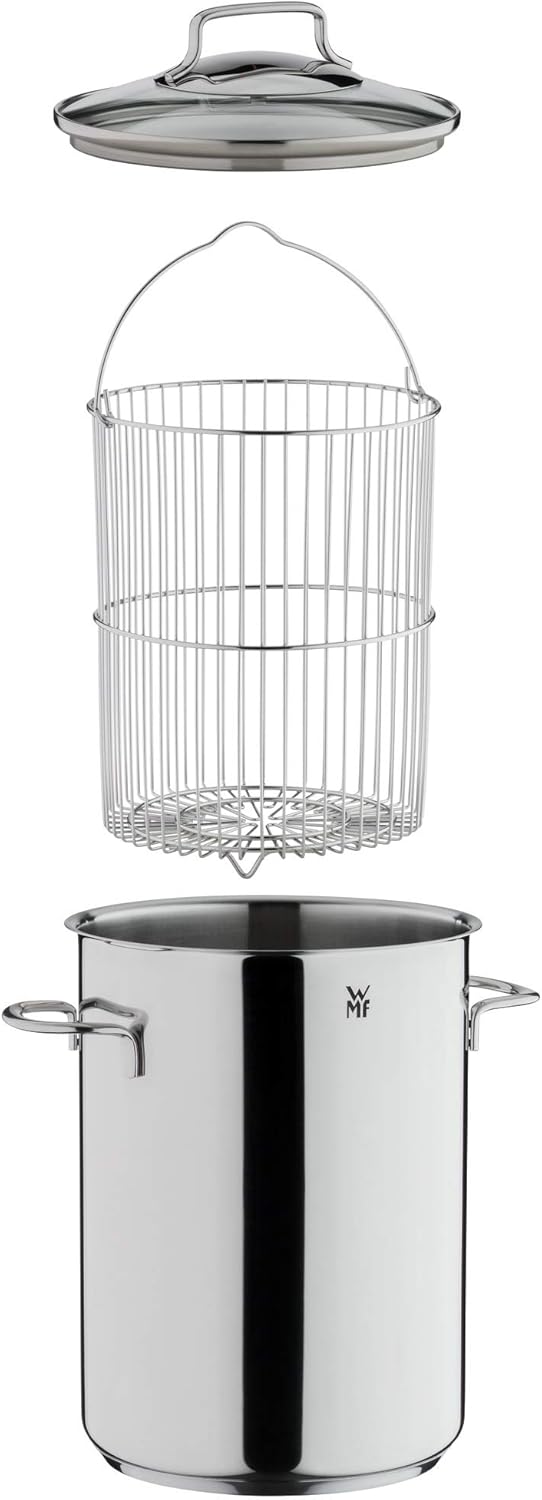WMF Spargeltopf hoch mit Glasdeckel 16cm, Spargeltopf Induktion, Dampfgarer 5l, Cromargan Edelstahl