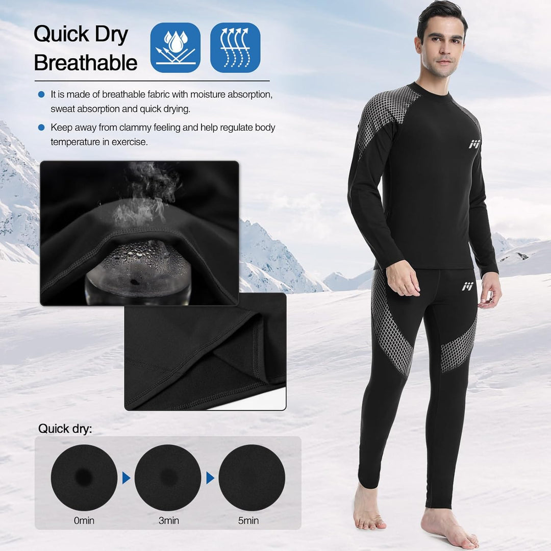 MEETWEE Thermounterwäsche Herren, Funktionsunterwäsche Winter Skiunterwäsche Suit Atmungsaktiv Therm