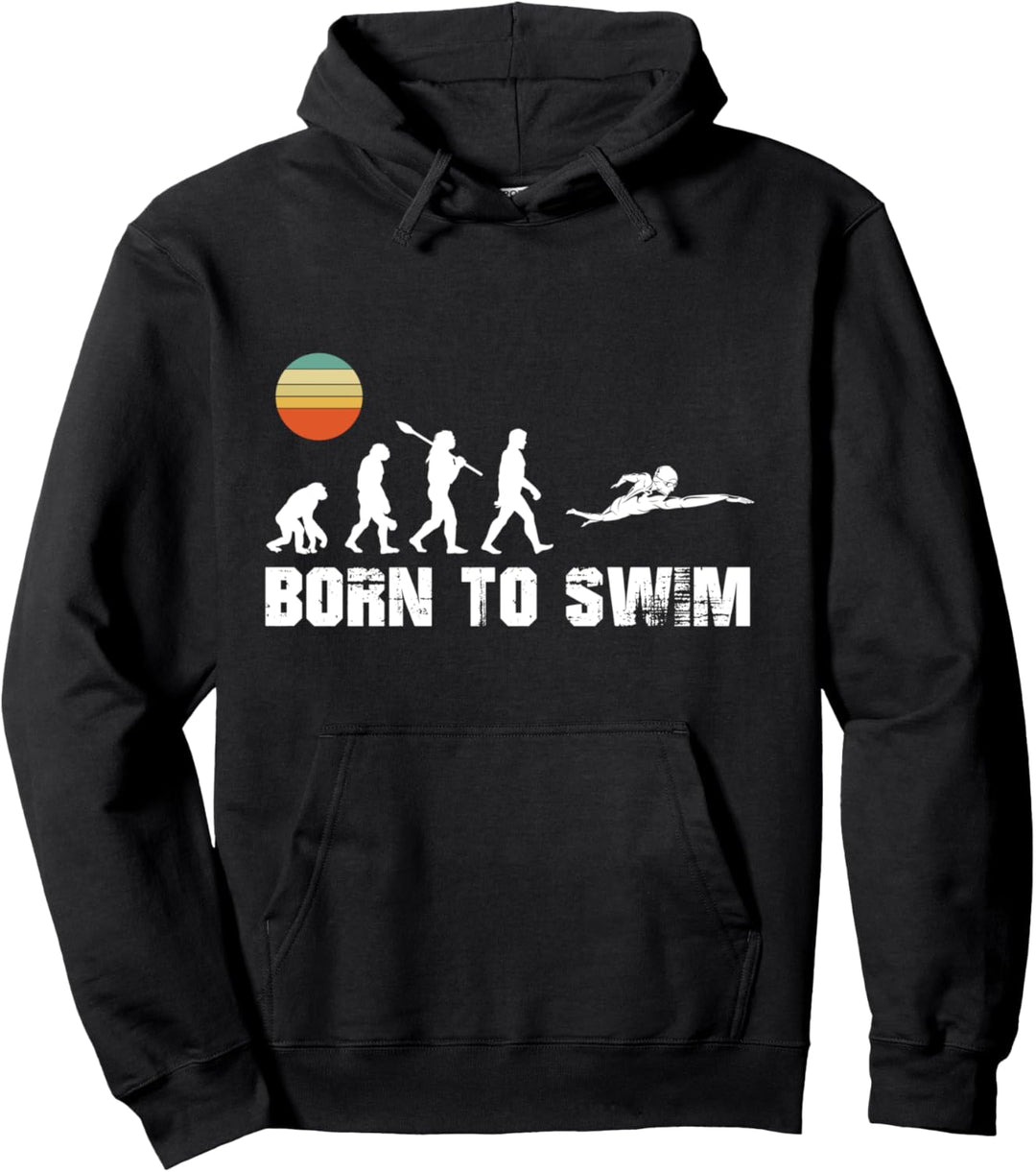 Born to Swim Schwimmen Evolution Geschenk Vintage Pullover Hoodie