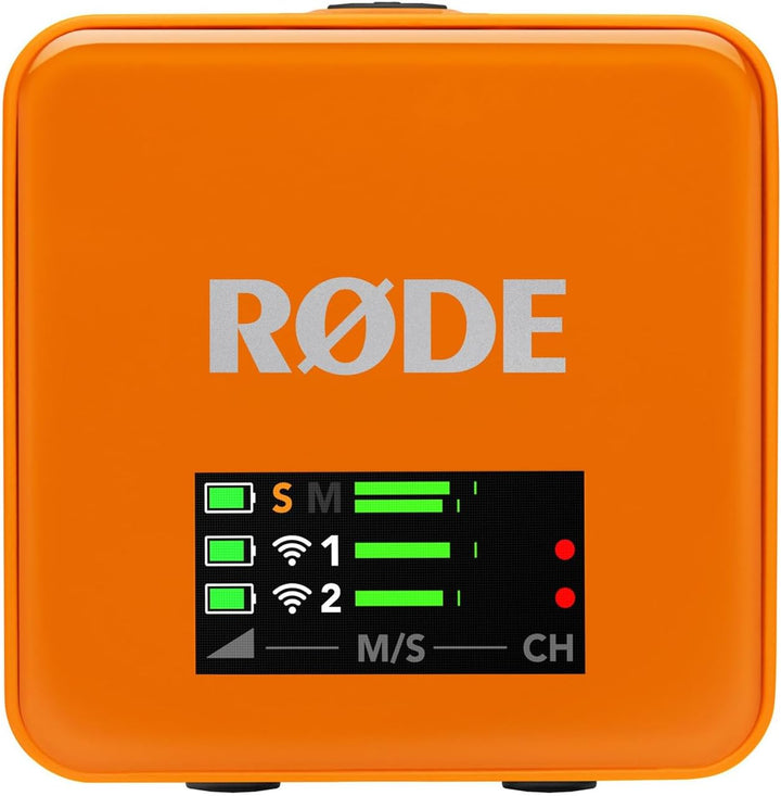 Rode Wireless GO Gen 3 Drahtloses 2-Kanal Mikrofon-Funksystem Orange mit Interview GO Handadapter Or