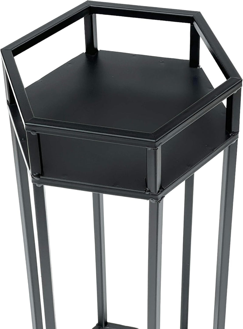 DanDiBo Blumenhocker Metall Schwarz 6eck Blumenständer Beistelltisch 96453 Blumensäule Pflanzenhocke