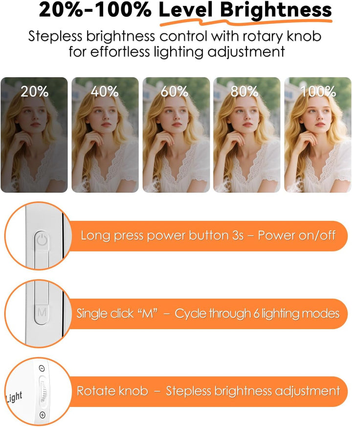 CloudValley Magnetisches Selfie Licht mit Spiegel, 3-in-1 Tragbares LED Ringlicht für iPhone & Andro