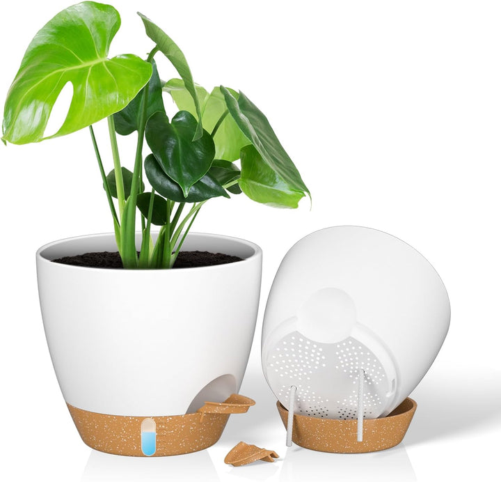 ZMTECH 25 cm Pflanztöpfe mit Bewässerungslippe Selbstbewässernde Pflanztöpfe mit Abflusslöchern und