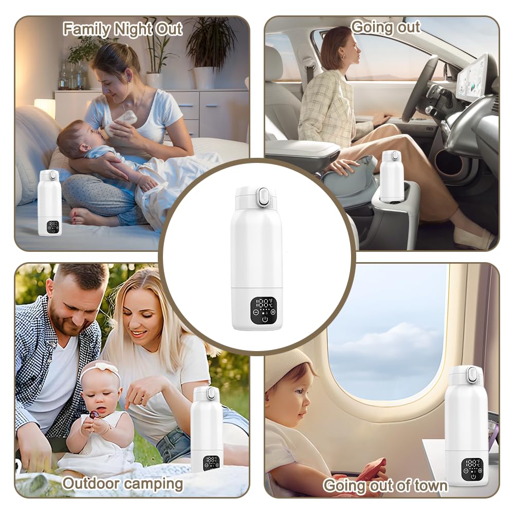 Flaschenwärmer Baby Unterwegs, 500ml Tragbarer Baby Flaschenwärmer mit 11000mAh Schnelles Aufheizen
