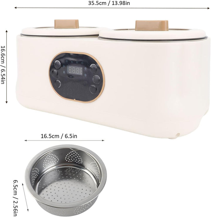 Multifunktionaler Kochtopf, Electric Double Rice Cooker Lunch Maker mit 2 Innentöpfen, Touchpanel, W