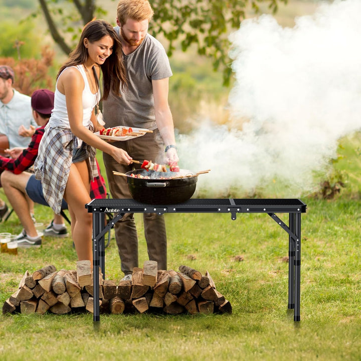 Anbte Campingtisch Klapptisch mit 3 Verstellbare Höhe Falttisch aus Aluminium 88 * 40cm Koffertisch