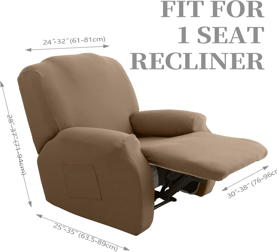 FIGOOO Stretchhusse für Relaxsessel 4-Teilig Stretch Sesselbezug Relaxsessel mit Seitentasche Sessel