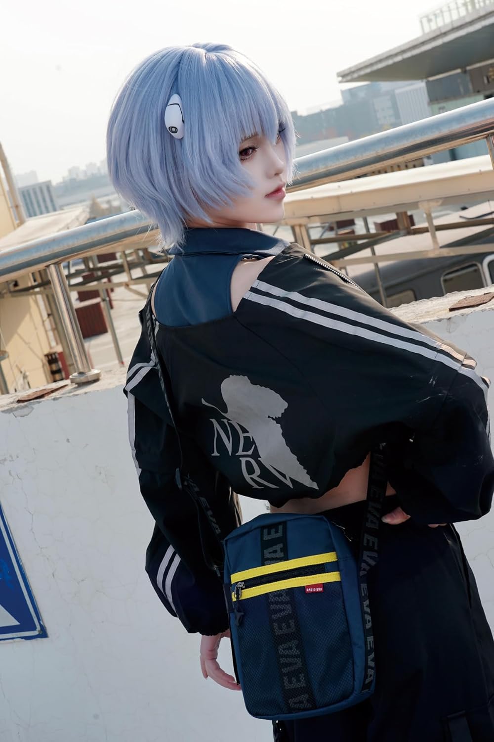 FIREFIRST x RADIO EVA - Evangelion Mini Shoulder Bags Schule Schultertaschen Blau W15×H23×D8（cm）, Bl