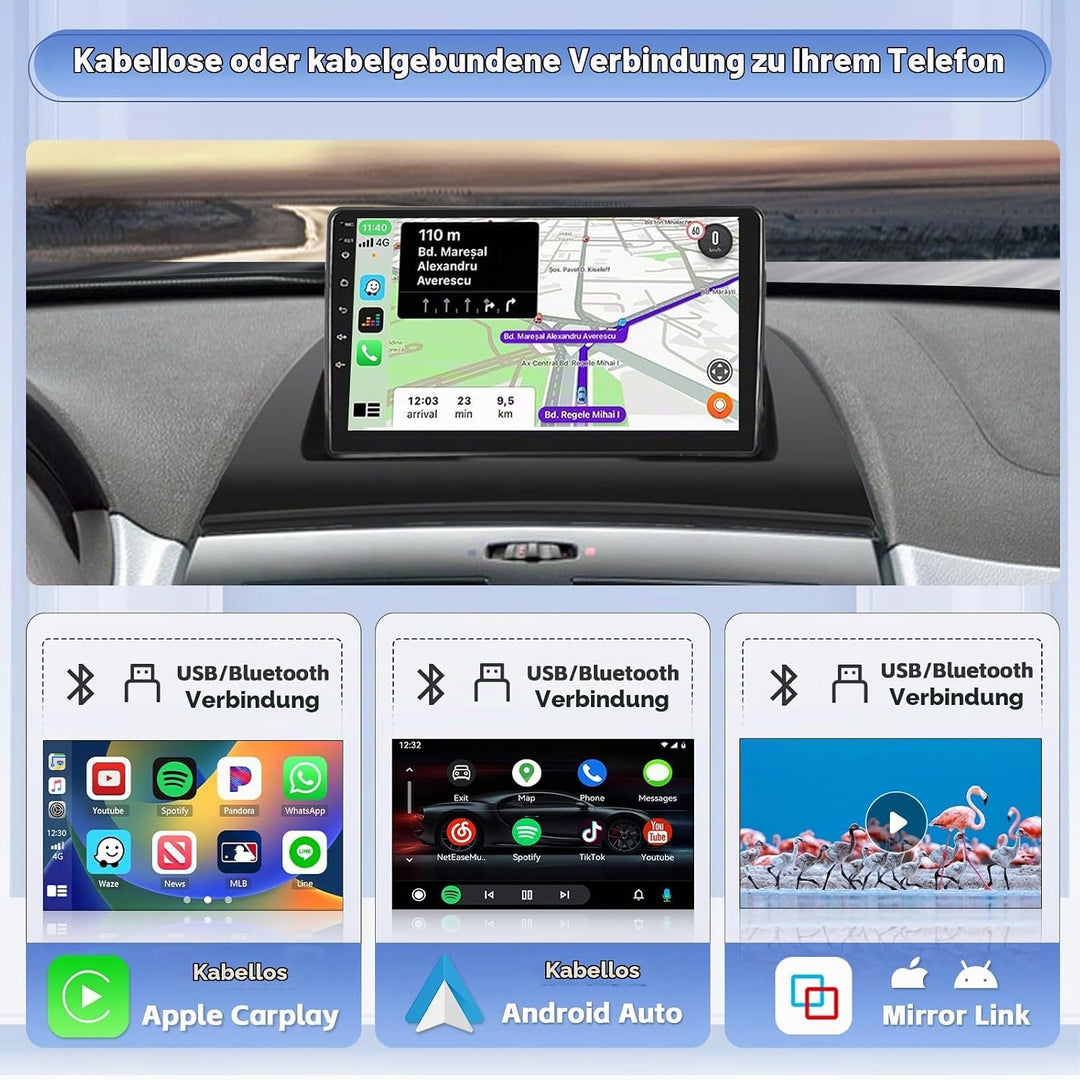 Hikity [8 Core 4+64GB] für Mitsubishi Outlander 2008-2015, 9" Bildschrim Auto Radio, Android 15 Auto