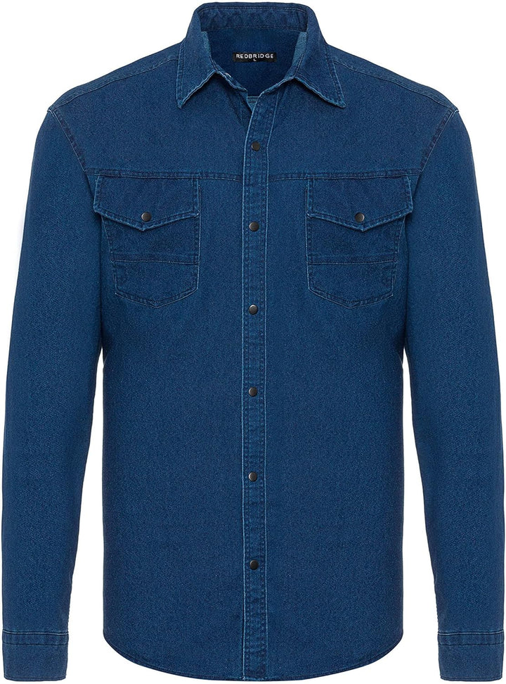 Red Bridge Herren Hemd Jeanshemd Freizeithemd Premium Denim Chest Pocket XL Dunkelblau, XL Dunkelbla