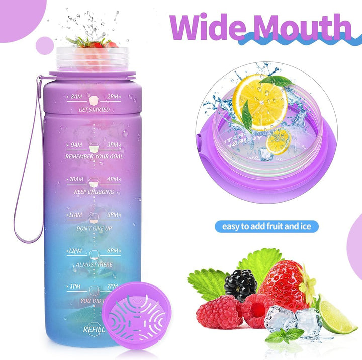 Sport Trinkflasche 2l, 1,5l, 1l, 700ml, 500ml Trinkflasche Kinder Auslaufsicher, Motivierende Wasser