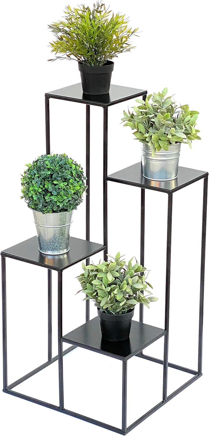 DanDiBo Blumentreppe Metall Schwarz 82 cm Pflanzentreppe Blumenständer 435 Blumensäule Modern Pflanz