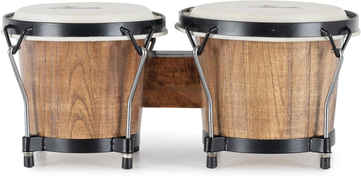 XDrum Bongos Club - 6" Macho und 7" Hembra - Naturfelle - professionelles Stimmsystem - Schwarz sati