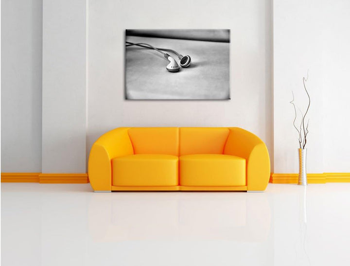 Monocrome, Kopfhörer, Format: 100x70 auf Leinwand, XXL riesige Bilder fertig gerahmt mit Keilrahmen,