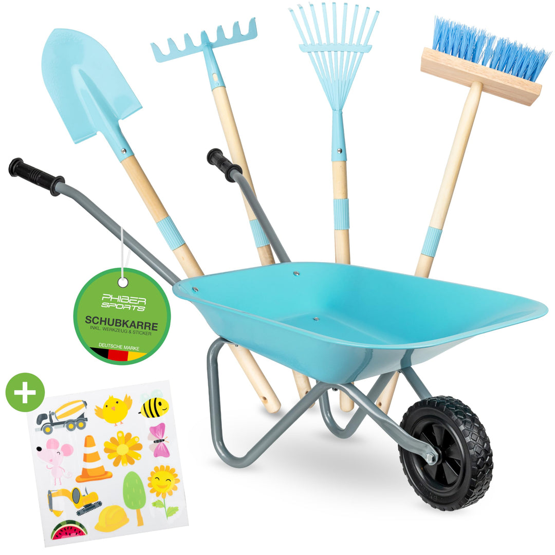 Schubkarre Kinder + Gartenwerkzeug Kinder aus Metall - Kinderschubkarre mit Gartenwerkzeug: Schaufel