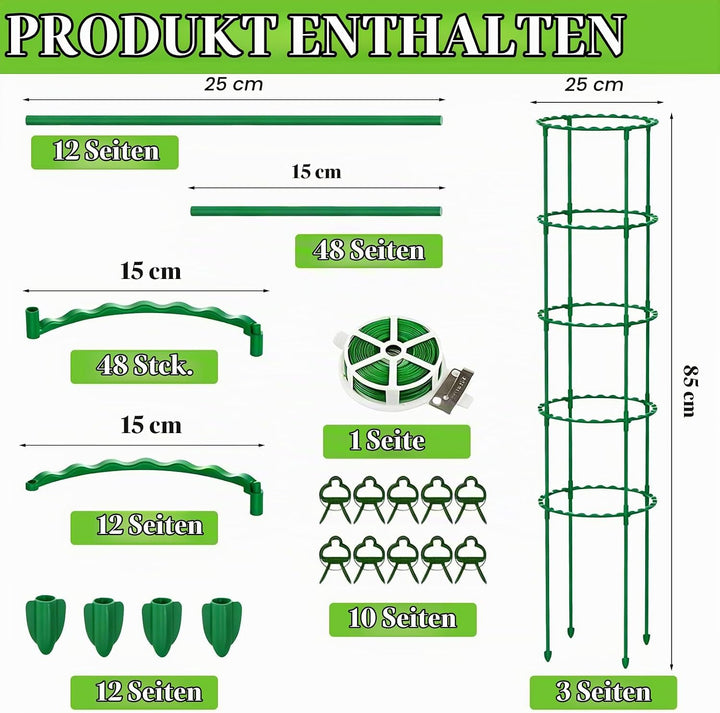 Tomaten Rankhilfe 3er Set, Pflanzenstütze 85 cm hoch Tomatenkäfig Pflanzenhalter, Rankhilfe für Gurk